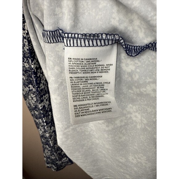 Lands End Dress Size Large Blue White Floral Sleeveless V Neck Pullover Telcel - Picture 7 of 8